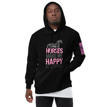 Load image into Gallery viewer, Horses=Happiness! Unisex fashion hoodie
