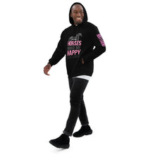 Load image into Gallery viewer, Horses=Happiness! Unisex fashion hoodie
