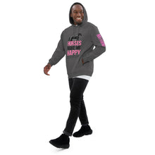 Load image into Gallery viewer, Horses=Happiness! Unisex fashion hoodie