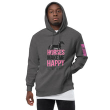 Load image into Gallery viewer, Horses=Happiness! Unisex fashion hoodie
