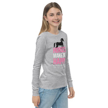 Load image into Gallery viewer, Horses=Happiness! Youth long sleeve tee
