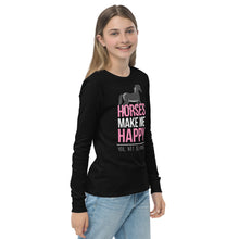 Load image into Gallery viewer, Horses=Happiness! Youth long sleeve tee
